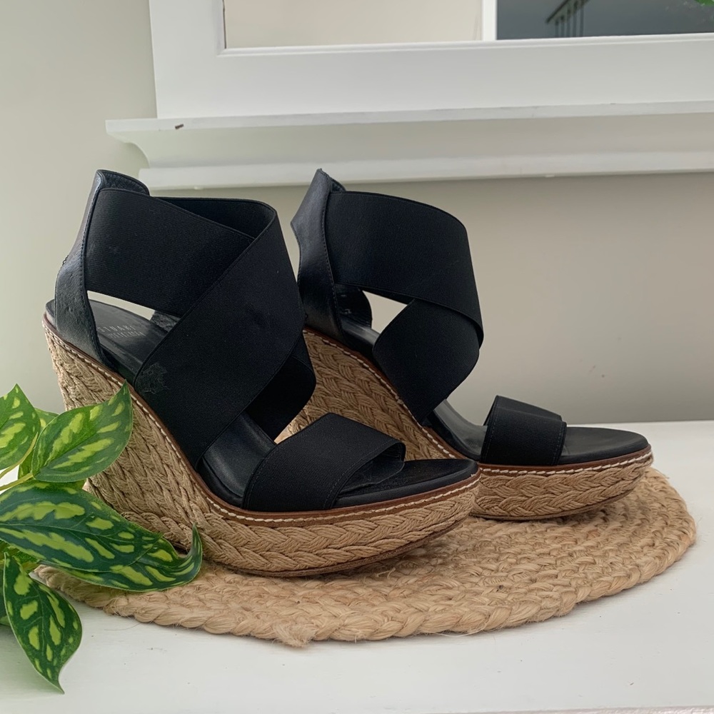 Stuart Weitzman | black strappy wedges 8